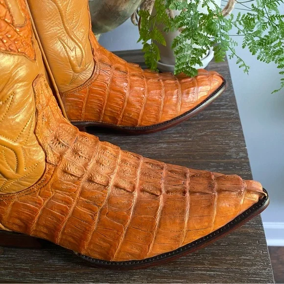 Black Diamond Mens Caiman Alligator Leather Made USA Cowboy Western‎ Boots 10.5 - Picture 3 of 11